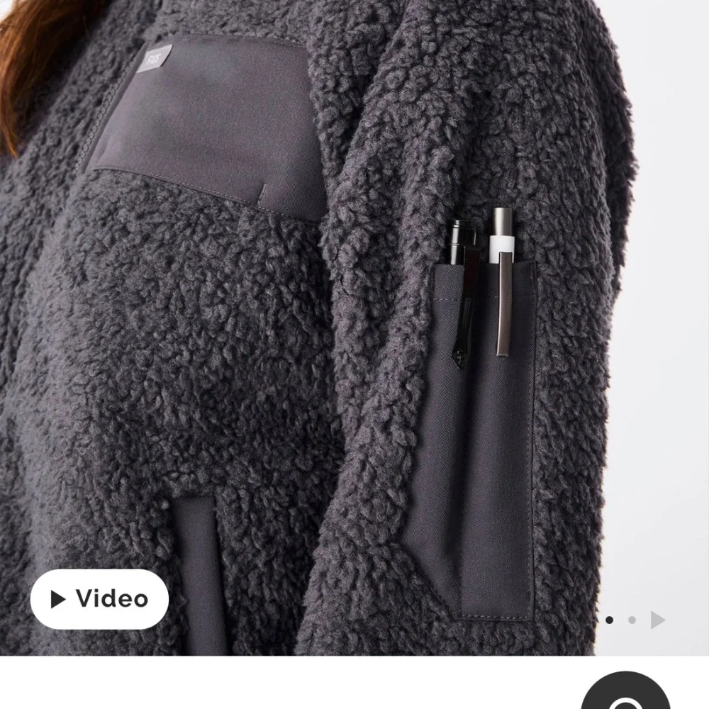 Figs On shift Sherpa Coffee brown jacket Med - Picture 2 of 6